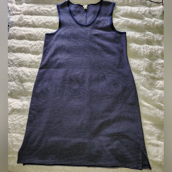 J. Crew Dresses & Skirts - J.CREW Womens Sz L Navy With Stripes Tank  Cotton Shift A Line  Casual Dress